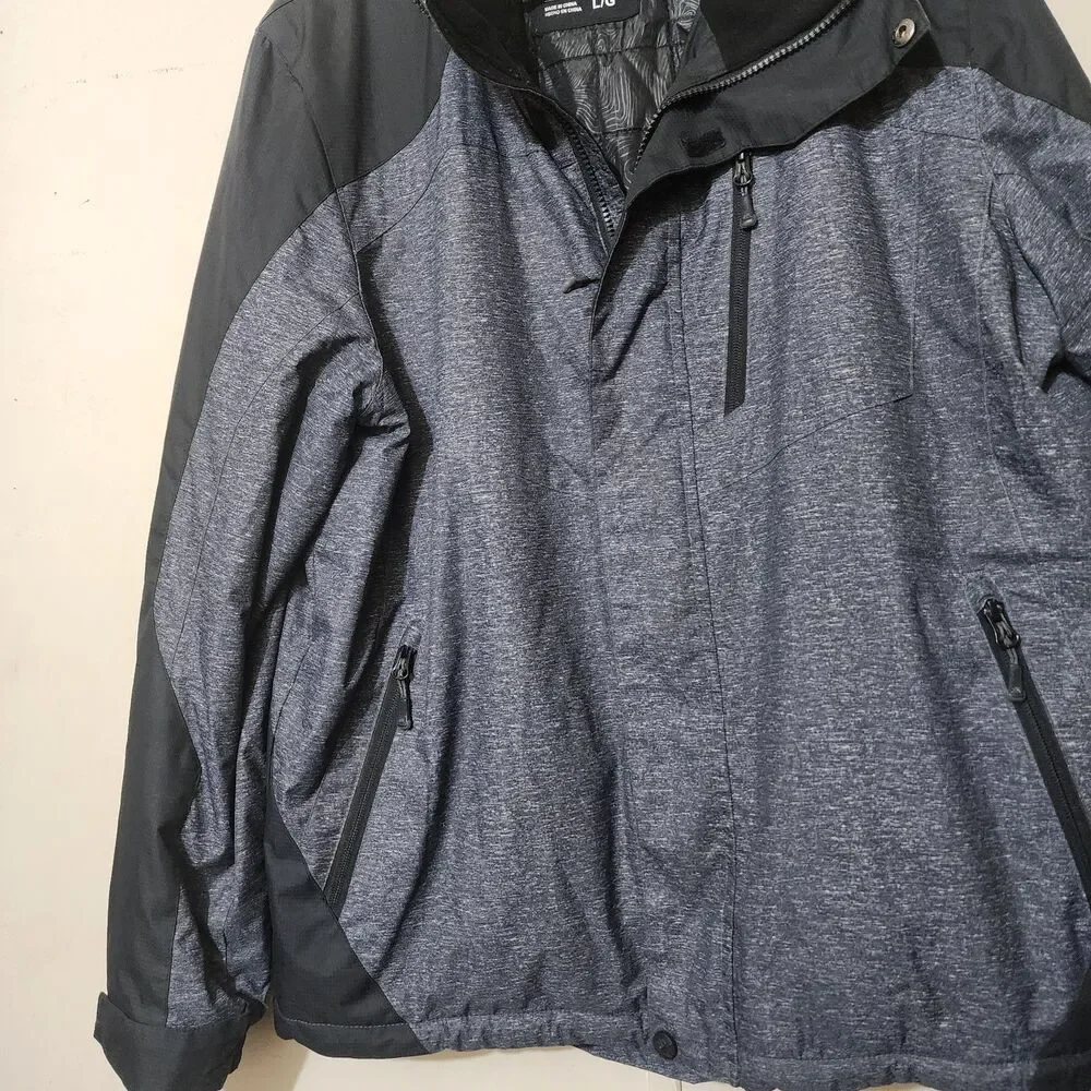 Zero Xposur Mens Large Black Heather Gray Softshell Zip Up Mid Weight Coat